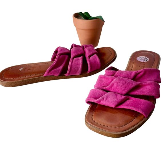 1.State Suede Knoted Slide Womens Sandals Sz 8.5M Boho Strappy Coastal Minimal - Picture 1 of 11